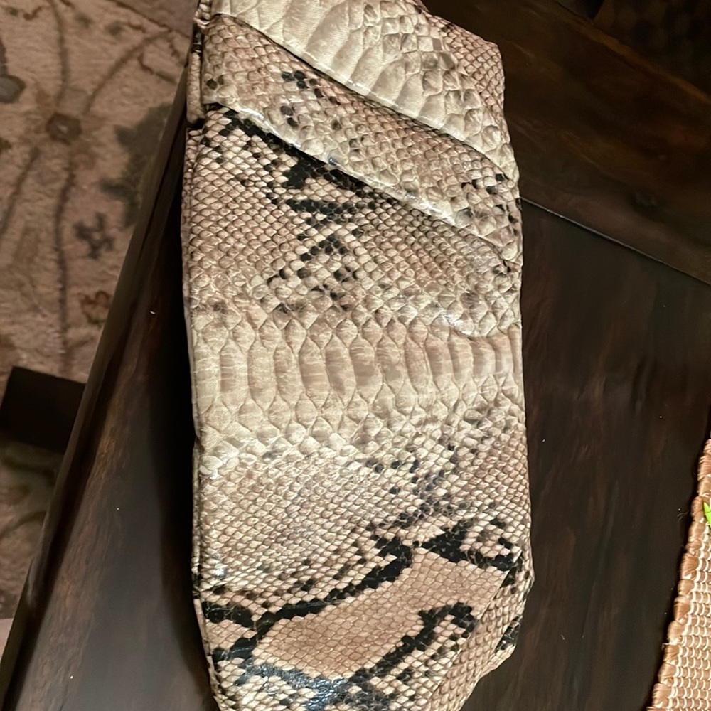 Brown and beige Python clutch